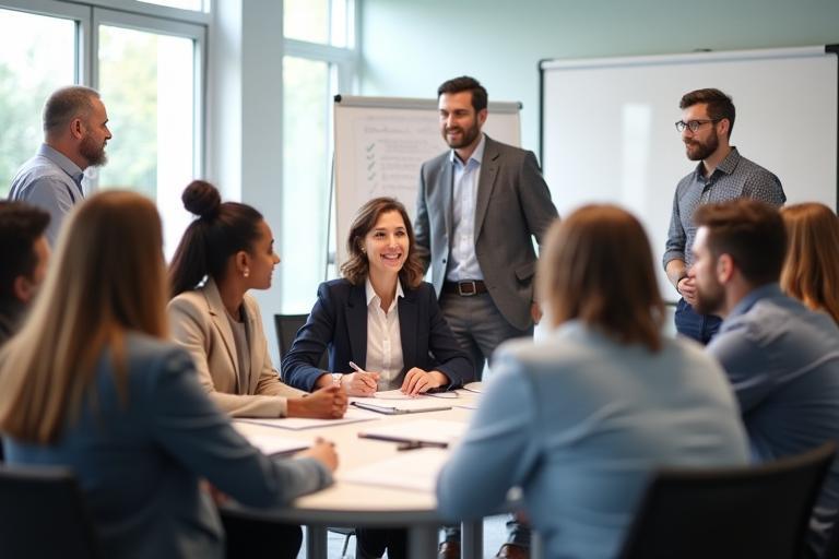 Diverse group of people in a training session