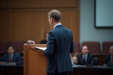 Person practicing public speaking